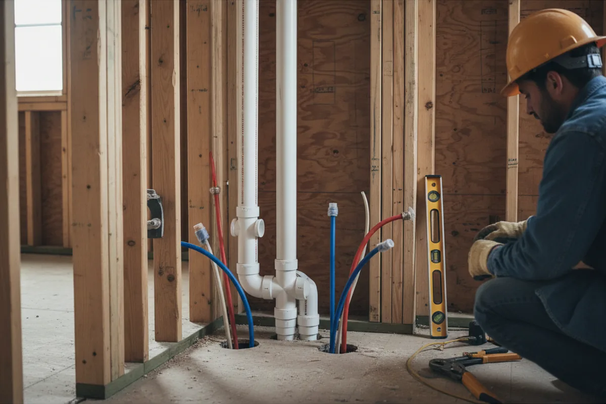 Drain and supply rough-in during Drain Cleaning in Arcola